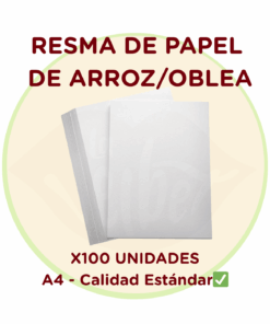 Pack 100 Hojas Papel de Arroz Comestible Estándar A4 - 0.4mm Grosor - Para Impresoras Tinta Comestible