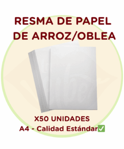 Papel de Arroz Comestible Estándar - 50 Hojas A4 0.4mm - Para Impresoras de Tinta Comestible