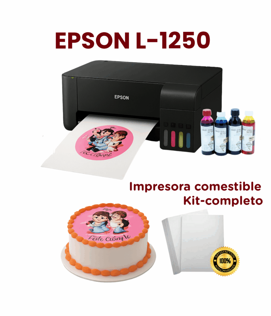 Kit Impresora Comestible L3210 EcoTank L1250 - Sistema Tinta Continua - Incluye Tintas y Papel Comestible - Garantía Incluida